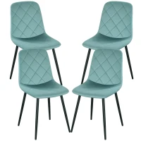 HOMCOM Dining Chairs Set of 4, Upholstered Dining Room Chairs with Steel Legs, Modern Kitchen Chair for Dining Room, Green(m-2)