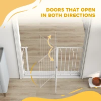 PawHut 30"- 45" Easy Install Pet Gate w/ Door & Double Locking System, Extra Wide Dog Gate for Stairs, Hallways, White(m-9)