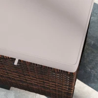 Outsunny 2 Piece Wicker Outdoor Ottomans with Cushions, Rattan Ottoman Footrest and Side Table for Patio, Yard, Poolside, Cream(m-9)