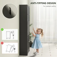 HOMCOM Freestanding Bathroom Cabinet with Glass/Louvred Doors, Tall Bathroom Cabinet for Kitchen, Study, Living Room, Black(m-7)