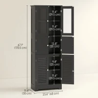 HOMCOM Freestanding Bathroom Cabinet with Glass/Louvred Doors, Tall Bathroom Cabinet for Kitchen, Study, Living Room, Black(m-3)
