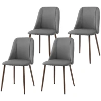 HOMCOM Upholstered Dining Chairs Set of 4, Velvet Accent Chair with Back and Wood-grain Steel Leg for Kitchen, Dark Grey(m-2)