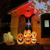 HOMCOM 9ft Inflatable Halloween Decoration Pumpkin Ghost with Pumpkins, Blow-Up Outdoor LED Display for Lawn, Garden, Party(m-9)