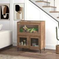 PawHut 30 Gallon Stackable Reptile Tank w/ Storage Cabinet, Top Opening, for Bearded Dragon, Lizard, Snake, Hamster(m-2)