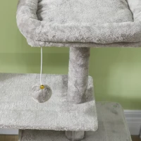PawHut 53" Cat Tree, Cat Tower with Scratching Posts, Cat Condo, Beds, Platforms, Toy Balls for Indoor Cats, Light Grey(m-9)