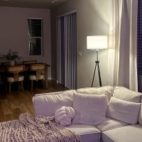 HOMCOM 59.75" Tripod Floor Lamp with Pull Chain Standing, Fabric Lampshade E26 Lamp Holder Steel for Living Room, Bedroom, Office, Black(m-8)