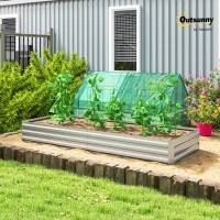 Outsunny 95" x 36" x 12" Galvanized Raised Garden Bed, Metal Elevated Planter Box for Growing Flowers, Herbs, Succulents, Silver(m-9)