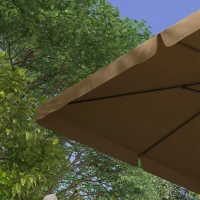 Outsunny 10' Cantilever Patio Umbrella, Square Offset Umbrella with Tilt, Crank, Cross Base, Aluminum Pole and Air Vent, Tan(m-9)