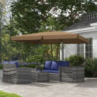 Outsunny 10' Cantilever Patio Umbrella, Square Offset Umbrella with Tilt, Crank, Cross Base, Aluminum Pole and Air Vent, Tan(m-10)