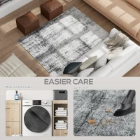 HOMCOM Area Rug for Living Room 5x7, Modern Abstract Machine Washable Rug, Non-Slip Carpet for Bedroom, Dining Room, Grey(m-5)