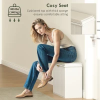 HOMCOM Entryway Bench with Padded Seat and Flip-Drawers, Holds up to 265lbs, Shoe Storage Bench for 6 Pairs of Shoes, White(m-7)