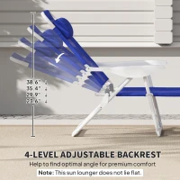 Outsunny Folding Chaise Lounge, Outdoor Sun Tanning Chair, 4-Position Reclining Back, Armrests, Removable Pillow, Blue(m-7)