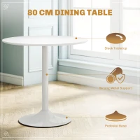 HOMCOM Round Dining Table Set for 4 with Pedestal Base, PU Padded Seats, for Small Space, Apartment, White(m-6)