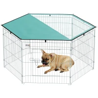 PawHut Foldable Pet Playpen with Top Cover, Portable Heavy Duty Dog Pen for Dogs, Cats, Chickens, Rabbits, 6 Pannels Dog Fence Outdoor/Indoor(m-11)