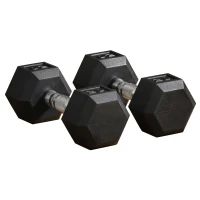 Soozier Rubber Dumbbells Weight Set, Total 40lbs, 20lbs Each, Dumbbell Hand Weight for Body Fitness Training for Home Office Gym, Black(m-11)