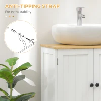 kleankin Bathroom Vanities Under Sink Storage Cabinet Cupboard with 2 Doors, 23.5" x 11.75" x 24", White(m-6)