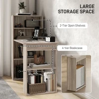 HOMCOM Computer Desk with Storage, PC Table with Bookshelf for Home Office, Study Room, Oak(m-5)