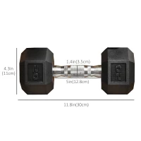 Soozier Rubber Dumbbells Weight Set, Total 40lbs, 20lbs Each, Dumbbell Hand Weight for Body Fitness Training for Home Office Gym, Black(m-3)