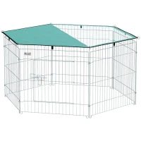 PawHut Foldable Pet Playpen with Top Cover, Portable Heavy Duty Dog Pen for Dogs, Cats, Chickens, Rabbits, 6 Pannels Dog Fence Outdoor/Indoor(m-2)