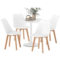 HOMCOM Round Dining Table Set for 4 with Pedestal Base, PU Padded Seats, for Small Space, Apartment, White(m-2)