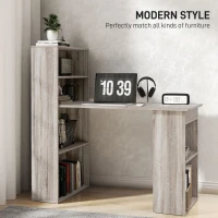HOMCOM Computer Desk with Storage, PC Table with Bookshelf for Home Office, Study Room, Oak(m-4)