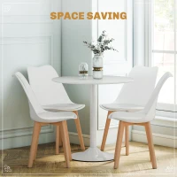 HOMCOM Round Dining Table Set for 4 with Pedestal Base, PU Padded Seats, for Small Space, Apartment, White(m-5)