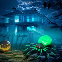HOMCOM 6' Halloween LED Yard Decor Crawling Spider, Blow Up Inflatable Outdoor Decoration for Garden, Waterproof(m-10)