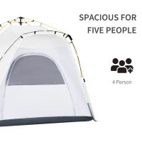 Outsunny 4 Person Pop Up Camping Tent Quick Setup Automatic Hydraulic Family Travel Tent w/ Windows Doors Carry Bag, Gray(m-4)