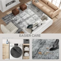 HOMCOM Area Rug for Living Room 9x12, Modern Abstract Machine Washable Rug, Non-Slip Carpet for Bedroom, Dining Room, Grey(m-5)