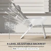 Outsunny Outdoor Sun Lounger, Folding Chaise Lounge with 4-level Adjustable Backrest, Light Grey(m-7)