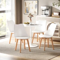 HOMCOM Round Dining Table Set for 4 with Pedestal Base, PU Padded Seats, for Small Space, Apartment, White(m-1)