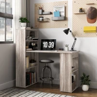 HOMCOM Computer Desk with Storage, PC Table with Bookshelf for Home Office, Study Room, Oak(m-8)