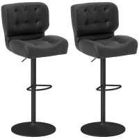 HOMCOM Bar Height Bar Stools Set of 2 with Adjustable Seat, Adjustable Swivel Barstools with Thick Padded Cushion and Metal Footrest for Home Bar, Black