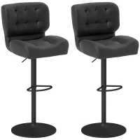 HOMCOM Bar Height Bar Stools Set of 2 with Adjustable Seat, Adjustable Swivel Barstools with Thick Padded Cushion and Metal Footrest for Home Bar, Black(m-1)