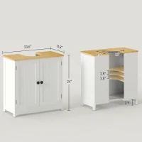 kleankin Bathroom Vanities Under Sink Storage Cabinet Cupboard with 2 Doors, 23.5" x 11.75" x 24", White(m-3)