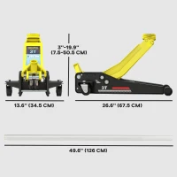 HOMCOM 3 Ton Hydraulic Low Profile Trolley Service Floor Jack Heavy Duty Car Jack with Dual Piston Pump, 3"-19.6" Lifting Range(m-3)