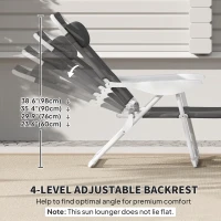 Outsunny Outdoor Sun Lounger, Folding Chaise Lounge with 4-level Adjustable Backrest, Charcoal Grey(m-7)