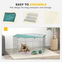 PawHut Foldable Pet Playpen with Top Cover, Portable Heavy Duty Dog Pen for Dogs, Cats, Chickens, Rabbits, 6 Pannels Dog Fence Outdoor/Indoor(m-5)