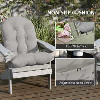Outsunny Adirondack Chair Cushions Set of 2 with Ties, Light Grey(m-6)