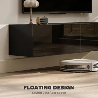 HOMCOM Floating TV Stand with Storage Cupboards for 45, 55, 65in TVs, Wall Mounted TV Console Entertainment Unit, Black(m-4)
