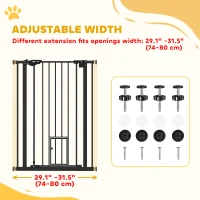 PawHut 41" Easy Open Indoor Dog Gates for Doorways, House, Stair - Black(m-4)