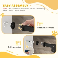 PawHut 30 Inch Tall Pet Gate with Door Dog Gate and Barrier Indoor for Stairs Includes 2.8", 5.5" Extensions Kit, Black(m-7)