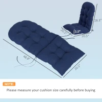 Outsunny Adirondack Chair Cushions Set of 2, Tufted High Back Patio Non-Slip Cushions for Adirondack Chairs, Navy Blue(m-3)