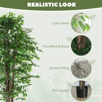 HOMCOM 8ft Tall Artificial Tree, Silk Ficus Tree with 2520 Leaves in Pot, Fake Plant for Home Office Decor(m-4)
