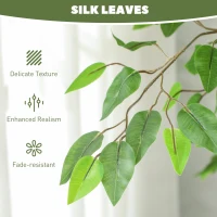 HOMCOM 8ft Tall Artificial Tree, Silk Ficus Tree with 2520 Leaves in Pot, Fake Plant for Home Office Decor(m-5)