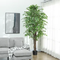 HOMCOM 8ft Tall Artificial Tree, Silk Ficus Tree with 2520 Leaves in Pot, Fake Plant for Home Office Decor(m-8)