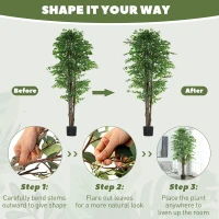 HOMCOM 8ft Tall Artificial Tree, Silk Ficus Tree with 2520 Leaves in Pot, Fake Plant for Home Office Decor(m-6)