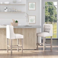 HOMCOM Modern Counter Bar Stools Tufted Upholstered Counter Chairs Set of 2 for Kitchen, Beige(m-1)