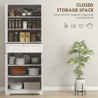 HOMCOM 72.4" Tall Kitchen Pantry Cabinet, Modern Freestanding Storage Cabinet with Shaker Doors and Adjustable Shelves, White(m-4)