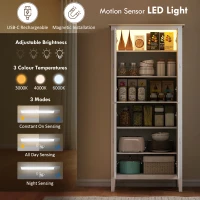 HOMCOM 69.5" Tall Kitchen Pantry Storage Cabinet with Motion Sensor LED Light, Modern Kitchen Pantry Cabinet, White(m-4)